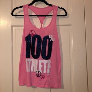 Sparkly Pink 100% Athletic Justice Tank Top